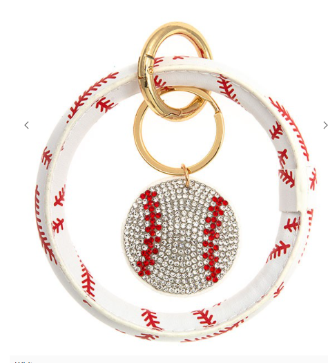 BASEBALL WRISTLET: Baseball Bling Wristlet/Key Chain