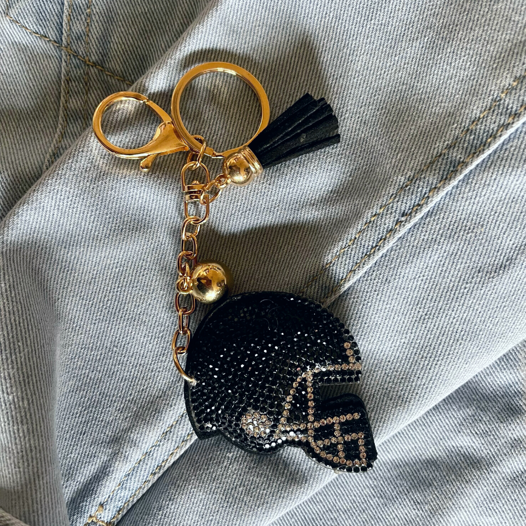 black football helmet keychain