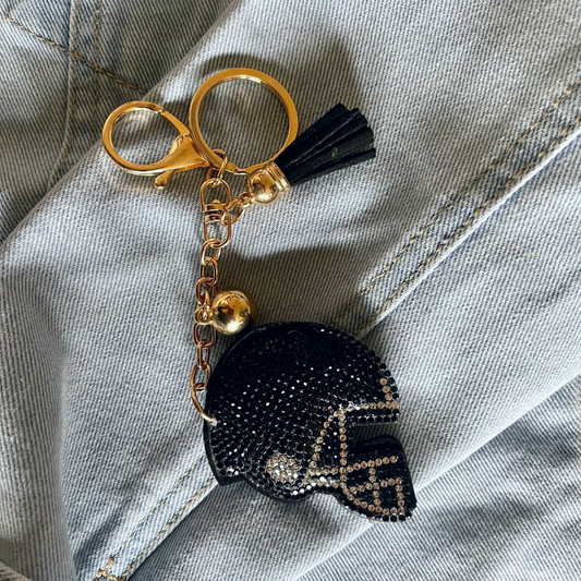 black football helmet keychain
