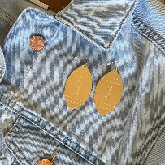 GOLD DANGLE FOOTBALL EARRINGS