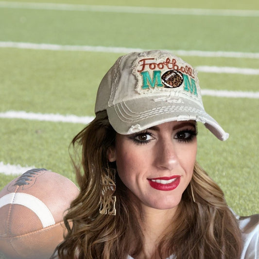 leopard football mom earrings