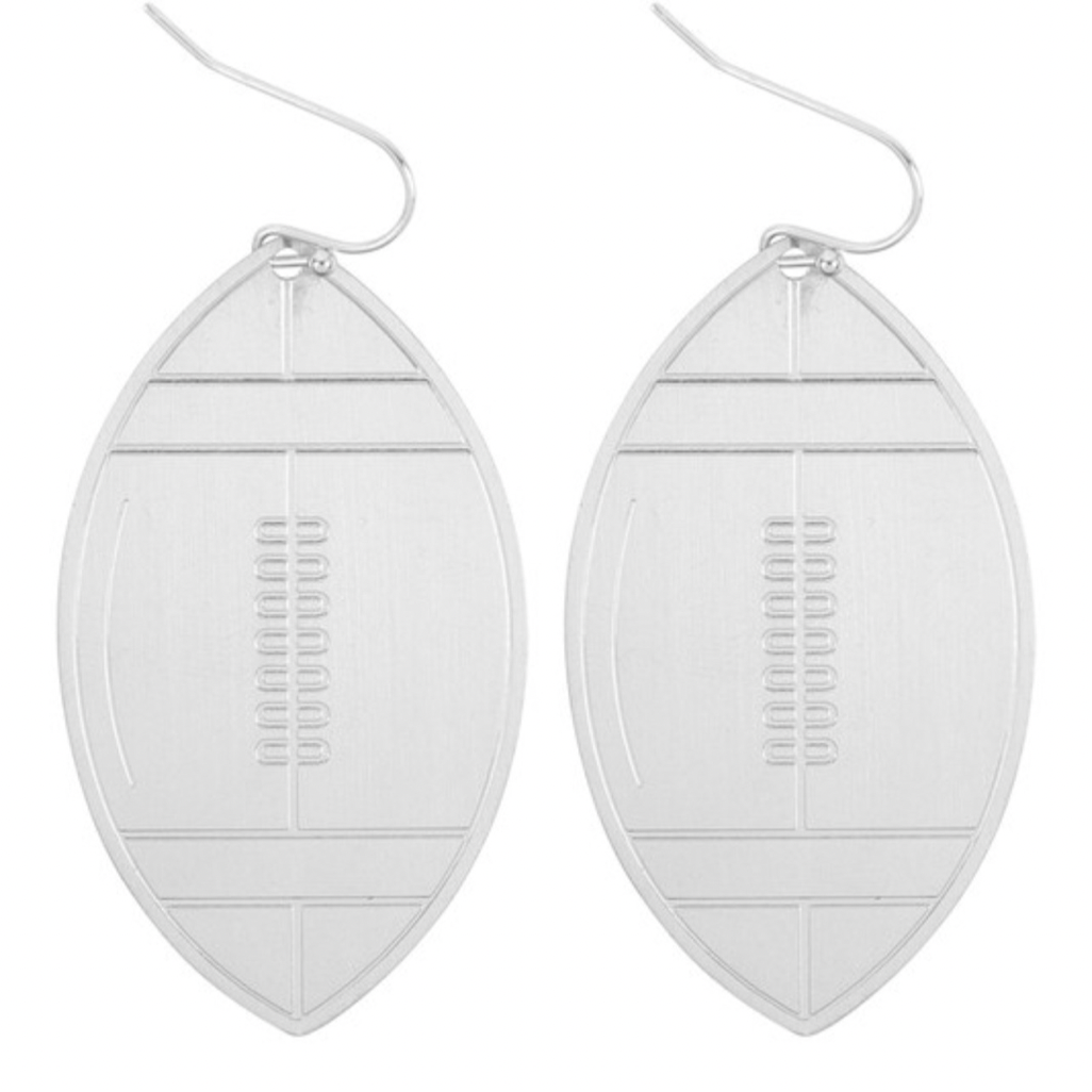 silver dangle football earrings
