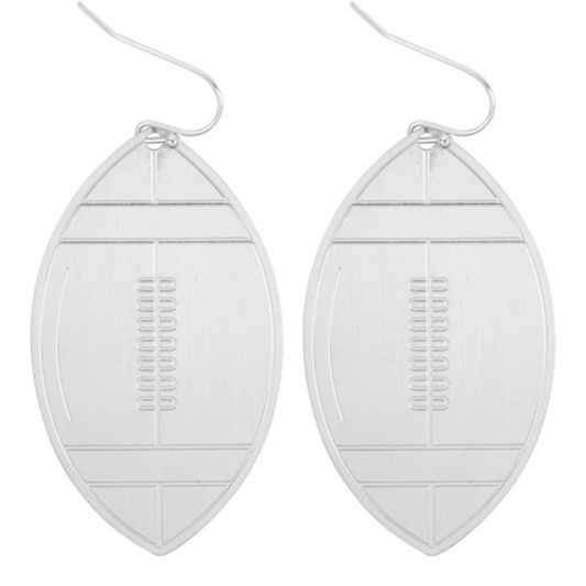 silver dangle football earrings
