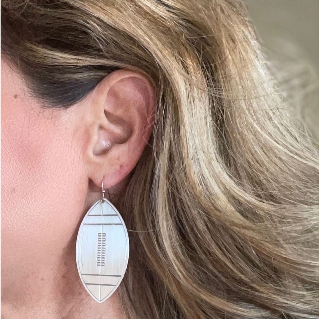 silver football earrings