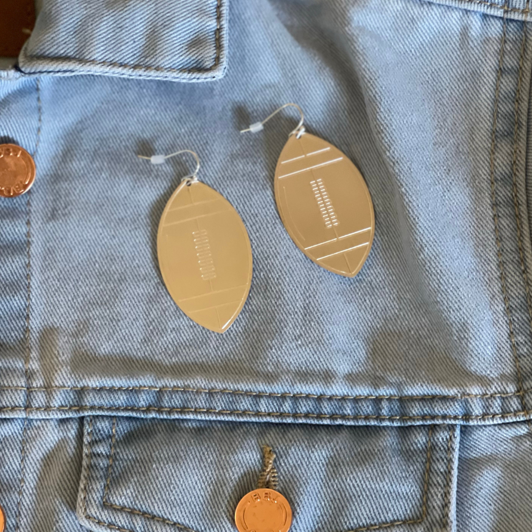 silver football earrings