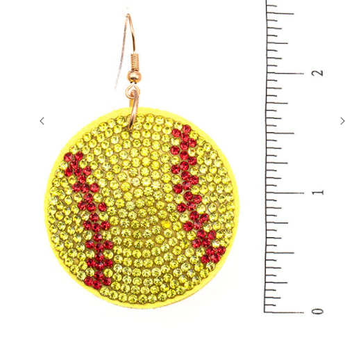 BASEBALL EARRINGS: Bling Dangle Earrings