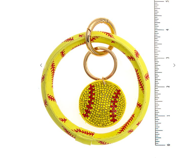 SOFTBALL WRISTLET: Bling Wristlet/Key Chain