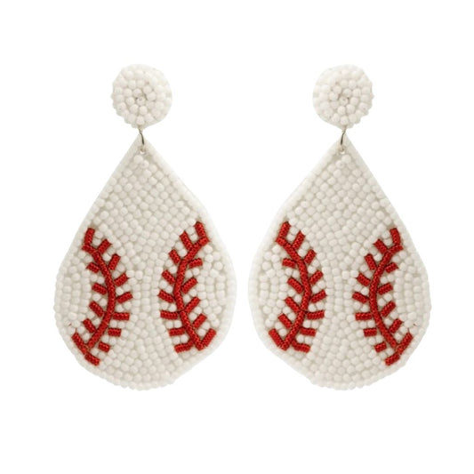 beaded baseball earrings