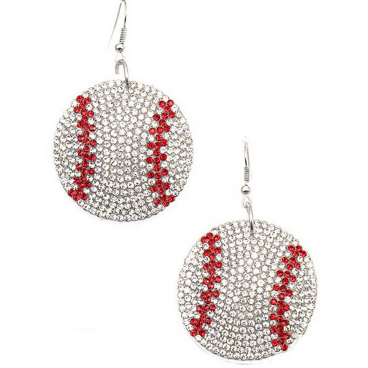 baseball bling dangle earrings