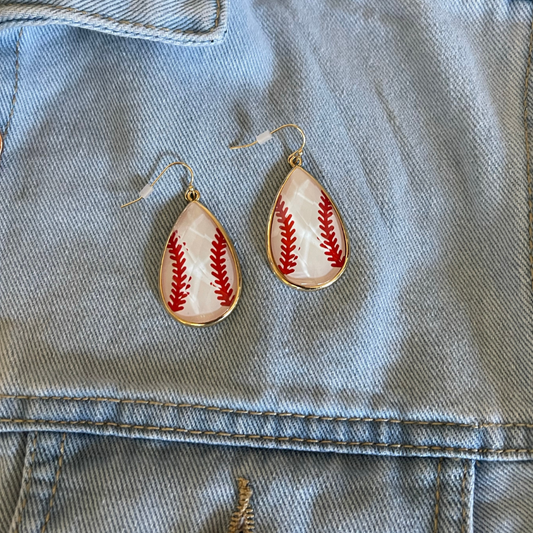 baseball dangle earrings