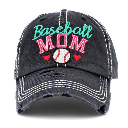 black baseball mom cap