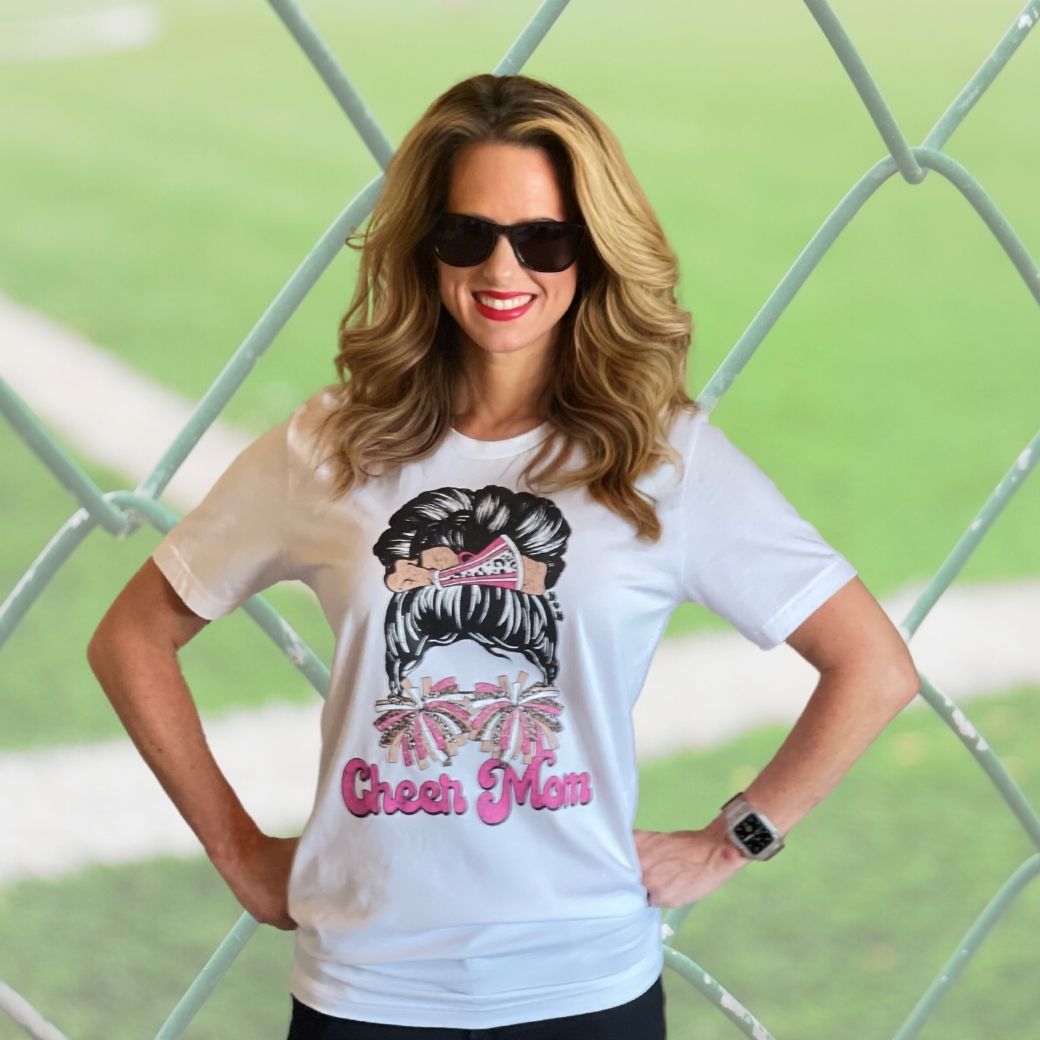 white cheer mom shirt