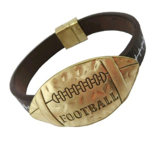 football bracelet with gold engraving