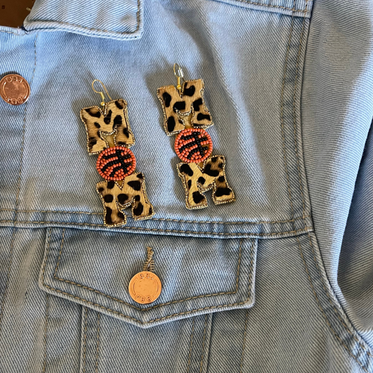 beaded basketball mom earrings