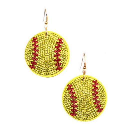 SOFTBALL EARRINGS: Bling Dangle Earrings
