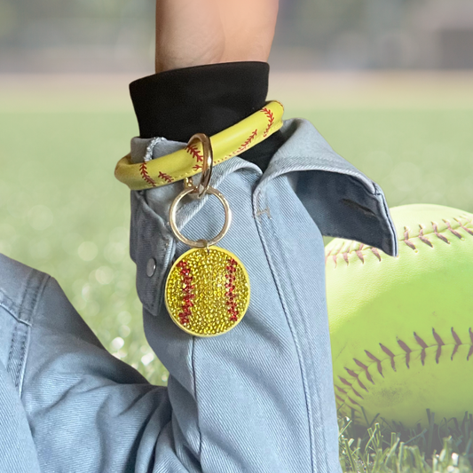 SOFTBALL WRISTLET: Bling Wristlet/Key Chain